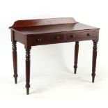 Property of a gentleman - a Victorian mahogany side table with two frieze drawers & turned legs,
