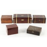 Property of a gentleman - a 19th century rosewood & brassbound writing box or slope, 19.9ins. (50.