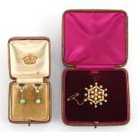 Property of a lady - a Victorian unmarked yellow gold (tests 15ct) star brooch set with