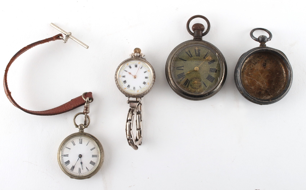 Property of a deceased estate - two early 20th century silver cased fob watches, one on a silver - Image 2 of 2