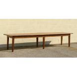 Property of a gentleman - a very long 19th century fruitwood farmhouse kitchen table, of pegged