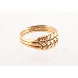 Property of a deceased estate - an 18ct gold ring of braided design, size O/P, approximately 5.0