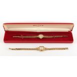 Property of a gentleman - a lady's Rotary 9ct gold cased wristwatch on integral 9ct gold bracelet