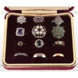 Property of a deceased estate - twelve assorted rings including a ruby & diamond cluster ring, a