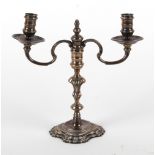 Property of a deceased estate - a silver twin light candelabrum, Birmingham 1961/2, 9.8ins. (25cms.)