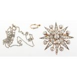 Property of a lady - a Victorian diamond star brooch, with loose diamond set pendant suspension