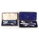 Property of a lady - two silver Christening cutlery sets, approximately 161 grams gross (2).