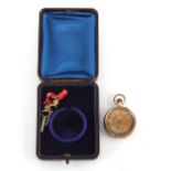 Property of a gentleman - an early 20th century 14ct gold cased keyless wind fob watch,