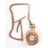 Property of a gentleman - a 14ct gold half hunter pocket watch, the enamel dial marked 'MAKER TO THE