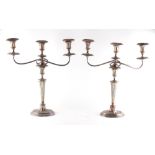 Property of a lady - a pair of George III Old Sheffield Plate candelabra, each approximately