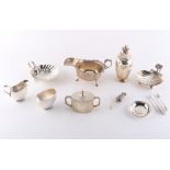 Property of a deceased estate - a quantity of small silver items including a sauceboat & two shell