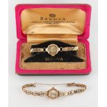 Property of a deceased estate - a lady's Accurist 9ct gold cased wristwatch on 9ct gold bracelet