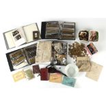 Property of a deceased estate - two boxes containing assorted military related items including