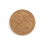 Property of a deceased estate - gold coin - a 1903 Edward VII half sovereign, Sydney mint.