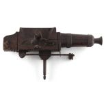 Property of a lady - a rare flintlock spring gun man trap, 18th / 19th century, 20.25ins. (51.5cms.)