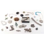 Property of a deceased estate - a bag containing assorted silver & costume jewellery, Victorian &