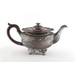 Property of a lady - a Georgian Irish silver teapot, James Fray, Dublin 1825, also stamped WEST,