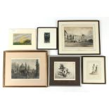 Property of a gentleman - six assorted pictures & prints including a 19th century lithograph of