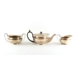 Property of a deceased estate - a good grade Edwardian silver three piece tea set, small engraved