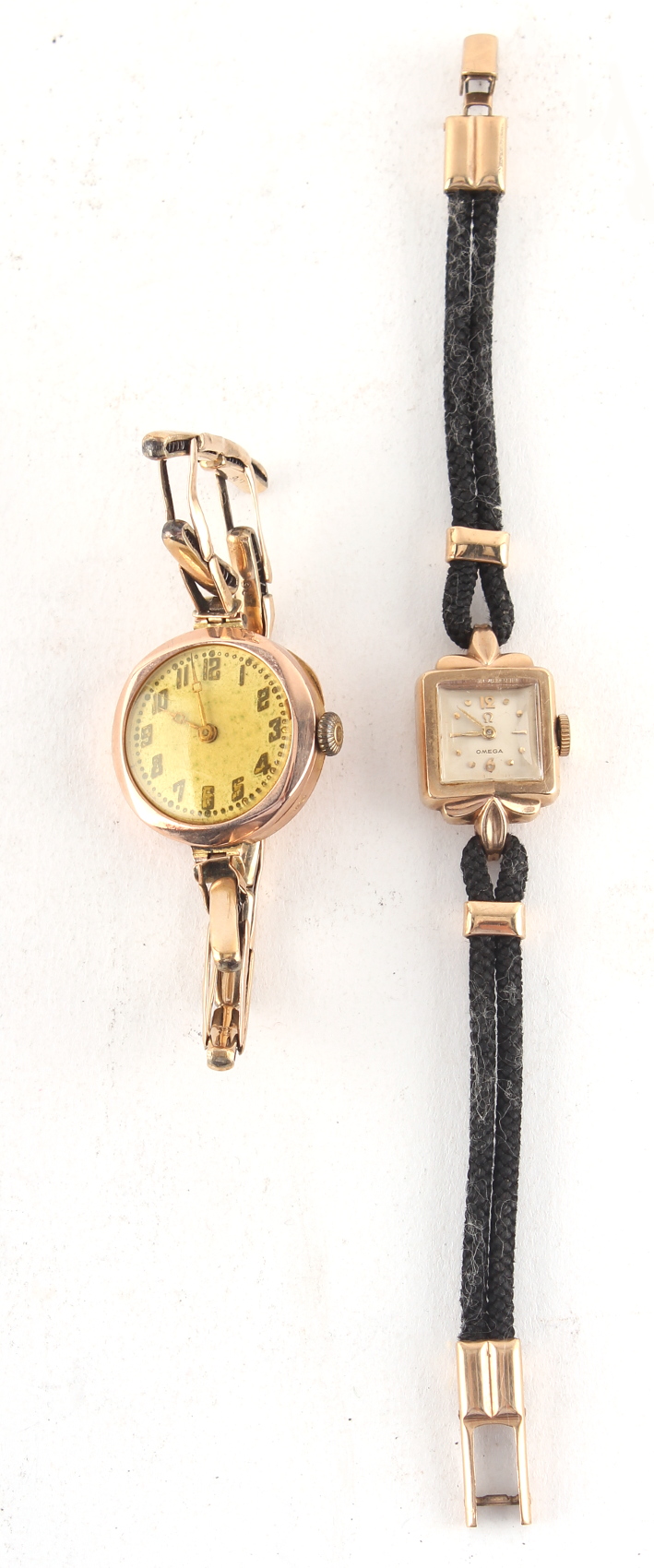 Property of a deceased estate - a lady's Omega 9ct gold cased wristwatch; together with another