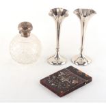 Property of a deceased estate - a pair of Edwardian silver posyholders or spill vases, London