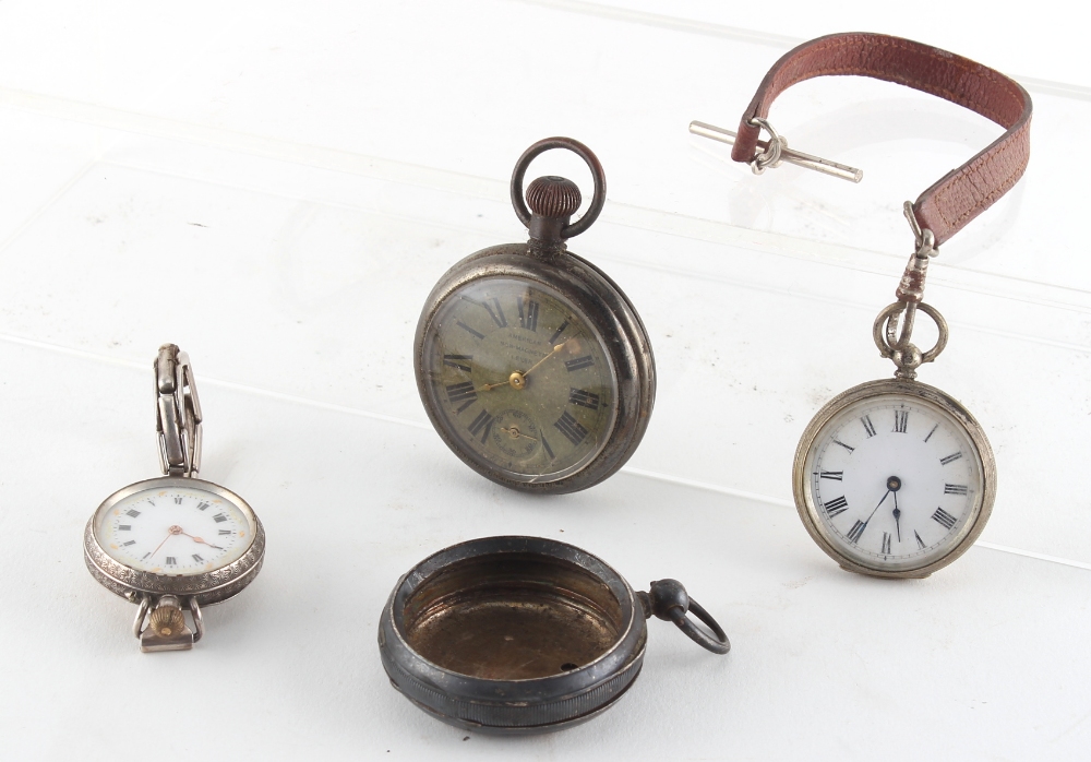 Property of a deceased estate - two early 20th century silver cased fob watches, one on a silver