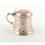 Property of a lady - a Victorian silver mustard pot, with blue glass liner, Robert Hennell, London