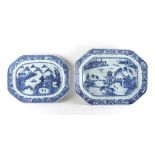 Property of a gentleman - a Chinese blue & white exportware serving dish, Qianlong period (1736-