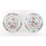 Two 18th century Chinese famille rose plates, 9ins. (23cms.) diameter (2).