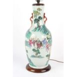 Property of a deceased estate - a large 19th century Chinese famille rose porcelain vase, adapted as