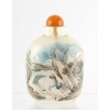 Property of a lady - a Chinese inside painted glass snuff bottle, one side painted with a