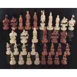 Property of a deceased estate - a Chinese Canton carved ivory chess set, first half 19th century,