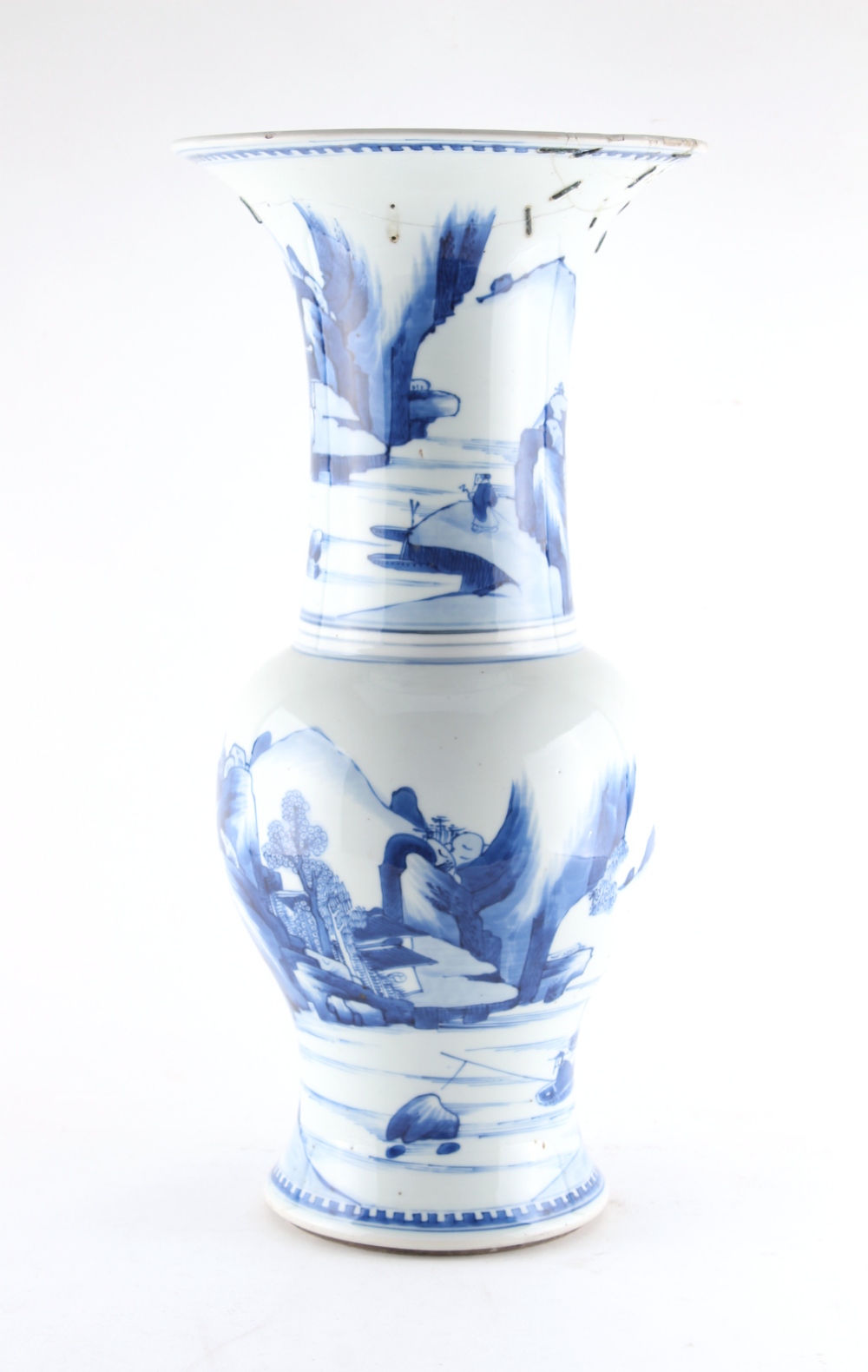 Property of a gentleman - a Chinese blue & white yenyen or 'phoenix tail' landscape vase, Kangxi - Image 4 of 5