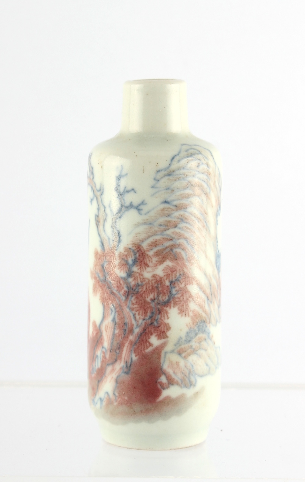 Property of a lady - a Chinese copper red & underglaze blue snuff bottle, 19th century, painted with - Image 2 of 5