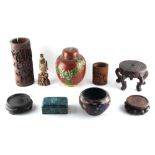 Property of a lady - a group of nine assorted Chinese items comprising a cloisonne ginger jar with