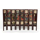 Property of a gentleman - a late 19th century Chinese hongmu & painted alabaster eight panel table