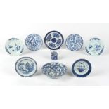 Property of a lady - a group of nine Chinese blue & white porcelain items, all 18th century,