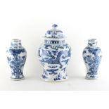 Property of a gentleman - a 19th century Chinese blue & white baluster vase & cover, painted with