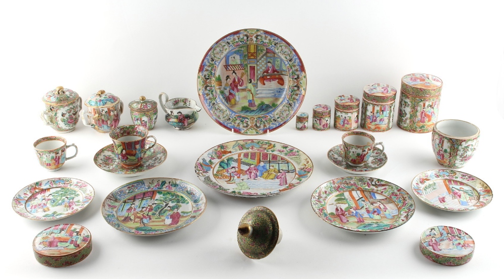 Property of a lady - a quantity of 19th century Chinese Canton famille rose porcelain items, the