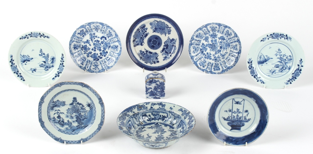 Property of a lady - a group of nine Chinese blue & white porcelain items, all 18th century, - Image 3 of 3