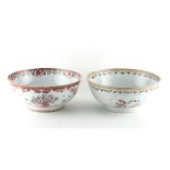 Property of a deceased estate - two 18th century Chinese famille rose punch bowls, damages &