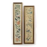 Property of a lady - two late 19th / early 20th century Chinese embroidered silk sleeve panels, in