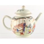 Property of a gentleman - an 18th century Chinese famille rose teapot, painted with ladies & boys in