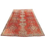 Property of a gentleman - an antique Turkish Ushak carpet, 198 by 128ins. (503 by 325cms.).