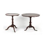 Property of a deceased estate - two oak circular topped tripod tables, 18th century & later (2).