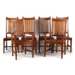 Property of a deceased estate - a set of six hardwood slatted back chairs (6).