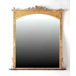 Property of a lady - a late 19th / early 20th century gilt overmantel mirror, losses, 63ins. (