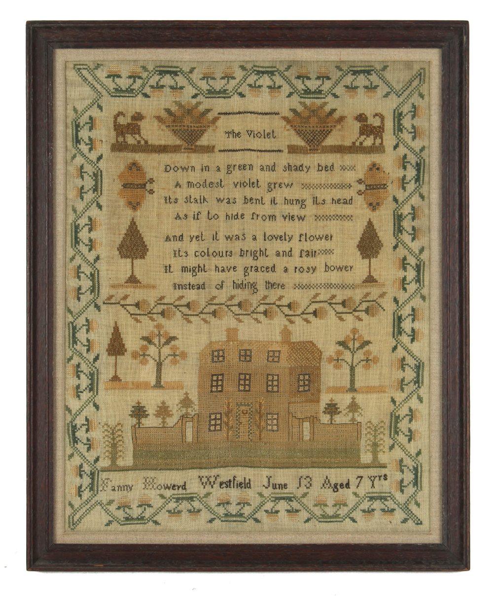 Property of a gentleman - a 19th century verse sampler entitled 'The Violet', by Fanny Howerd