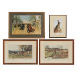 Property of a lady - four assorted framed & glazed prints including a pair of hunting prints
