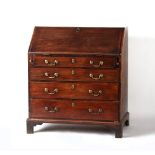 Property of a gentleman - an 18th century George III mahogany fall-front bureau, with four long